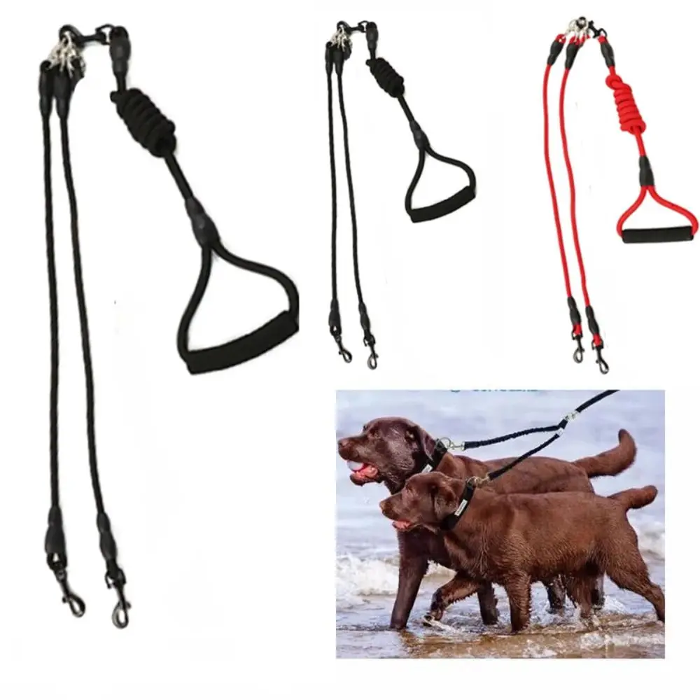 With Foam Handle 2/3/4 Way Pet Leash Adjustable Nylon Two Heads Dogs Leash Detachable Black Dogs Traction Rope Outdoor