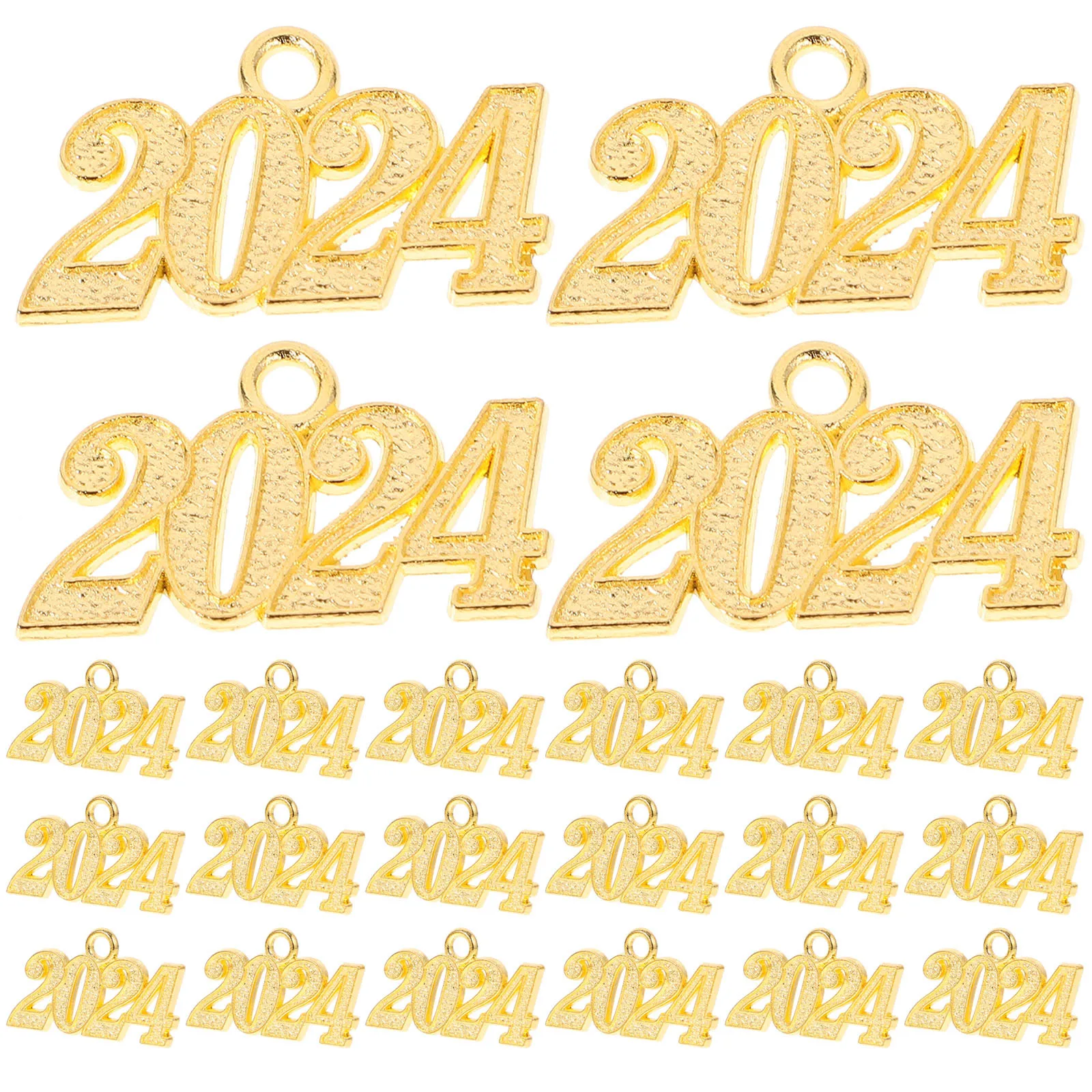 

50 шт. подвесок-шармов из сплава 2024 с цифрами, цветная текстурированная поверхность для рукоделия, изготовления украшений, новогодние шармы 2024
