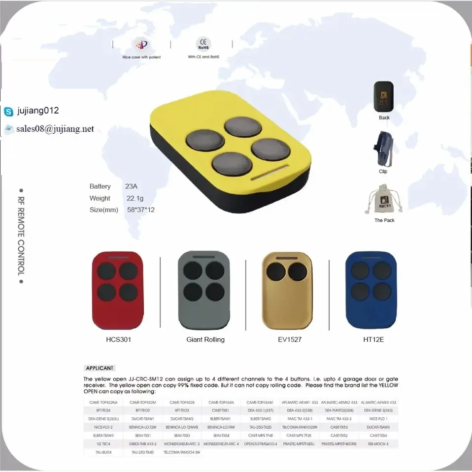 View Larger Image  Share 433mhz Face to Face Copy Fixed Code Universal Gate Door Remote Control Duplicator