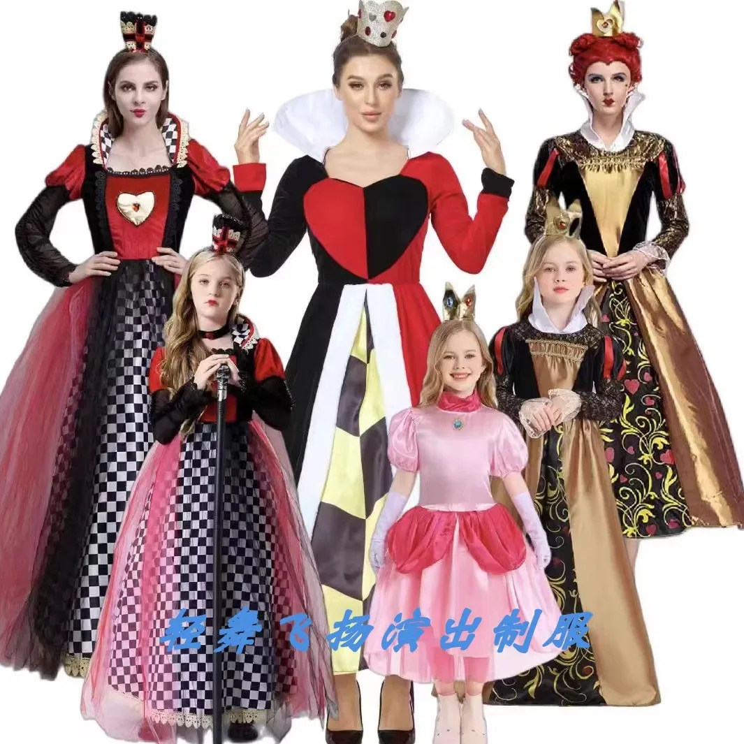 loween Alice in Wonderland Red Queen Costume Cosplay Court Queen Parent-Child Outfit Princ Skirt Traditional Chinese Co...