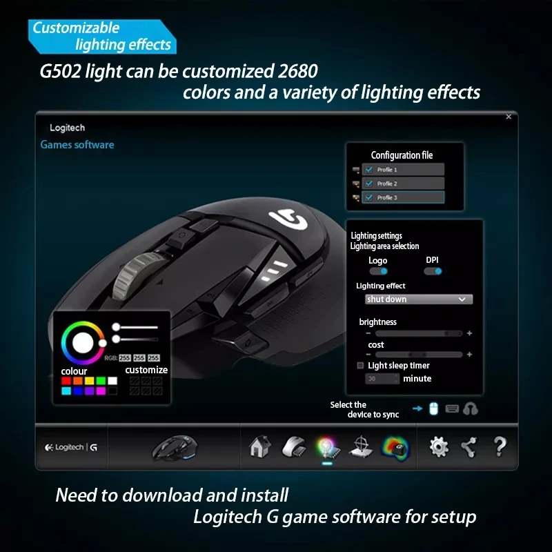Logitech G502 HERO Cable Game Mouse E-Sports Eating Chicken Mechanical Mouse RGB Light Can Be Balanced To Eat Chicken Macro Prog
