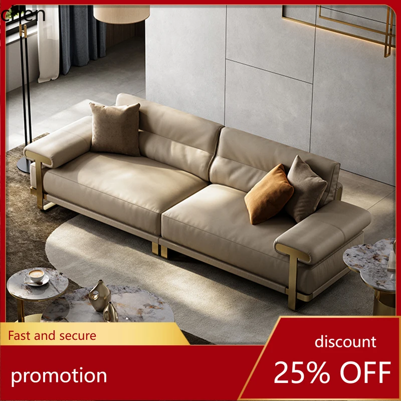 

HT Sofa Top Layer Cowhide Living Room Internet Celebrity Style High-End Elegant Modern Simple New Sofa