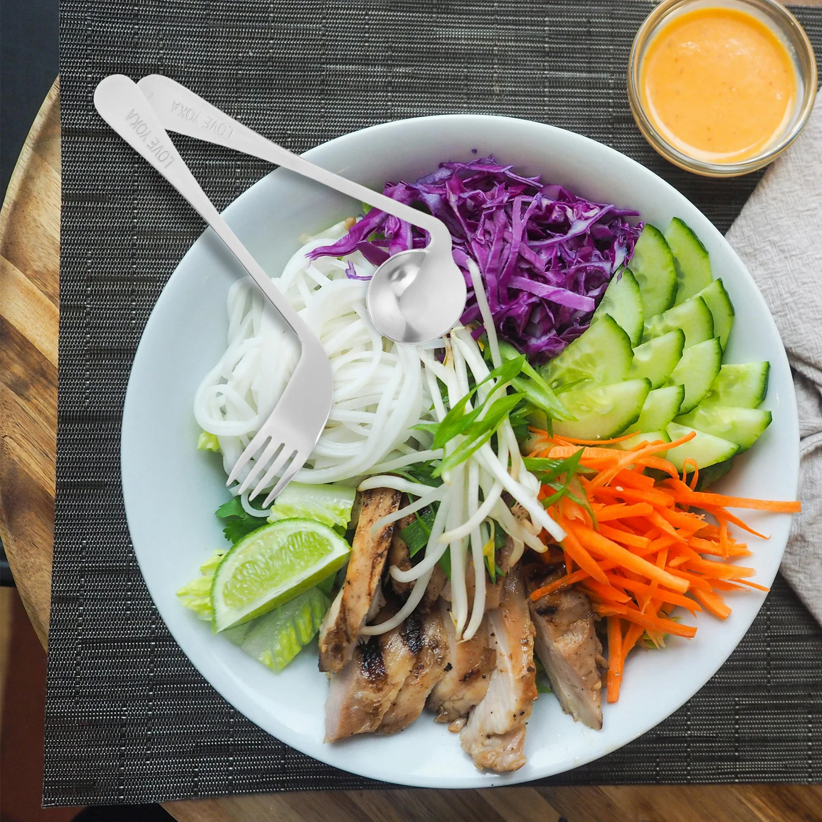 

1 Set Curved Fork Spoon For Elderly Disabled Feeding Aids Angled Stainless Steel Lightweight Tableware Auxiliary Kitchenware