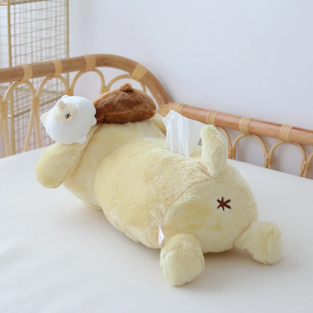 Süßes Sanrio Pom Pom Purin Taschentuch-Set, Plüschtier, Puppe, PomPomPurin, Taschentuchbezug, Cartoon, dekoratives Heimkissen