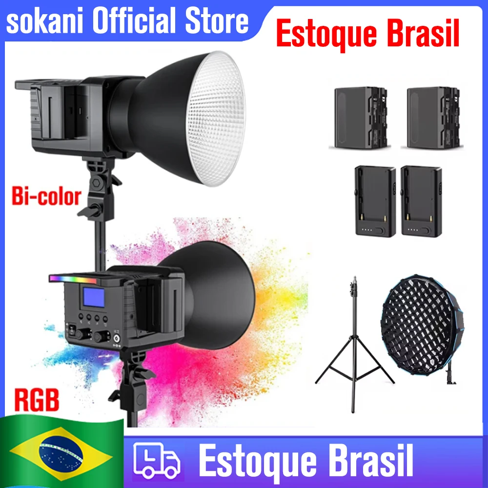 (Brazil Stock) Sokani X100 RGB / Bi-color LED Video Light COB Continuous Lighting Lamp for YouTube Live Stream Studio