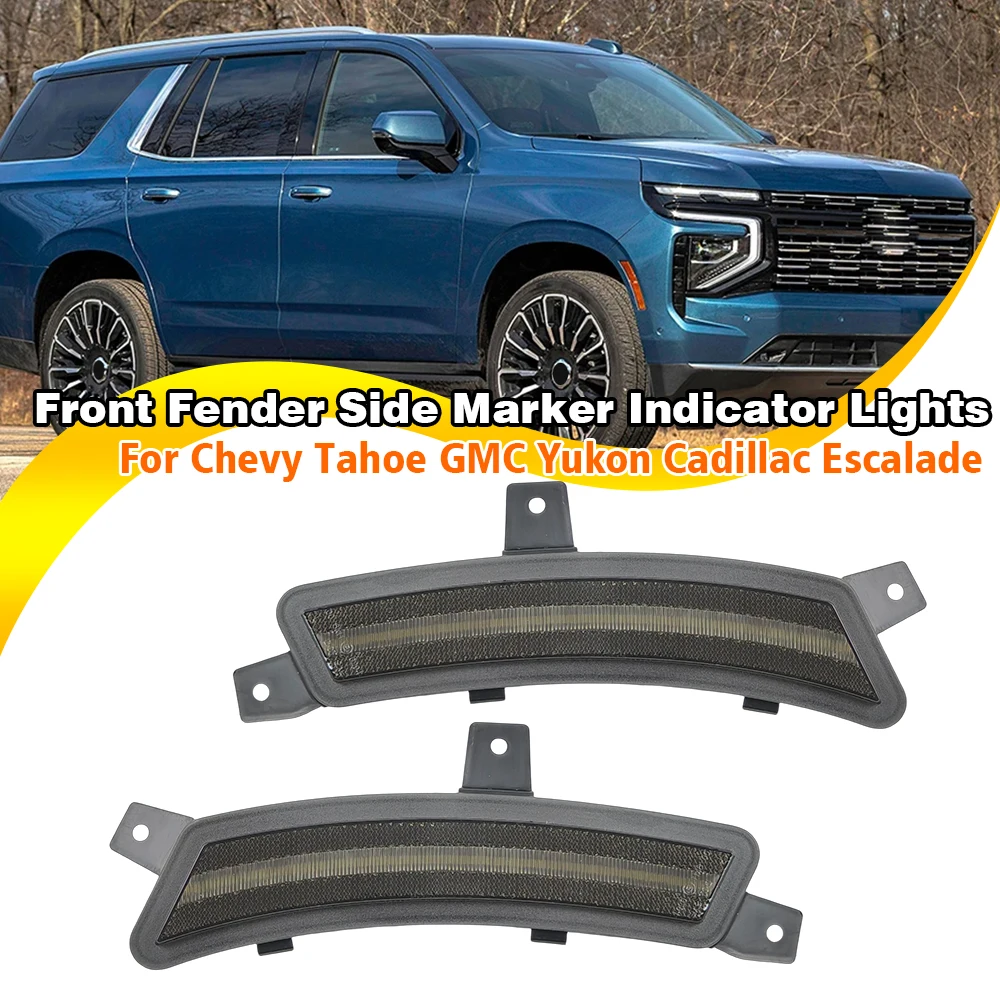 

1 пара боковых габаритных фонарей на крыло для Chevy Tahoe GMC Yukon Cadillac Escalade 2025+, светодиодный бампер, подъем колеса, добро пожаловать, освещение