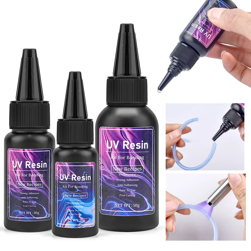 UV Bonding Welding Glue Kit Super Bonding UV Glue Fix Liquid Curing Hard Quick-Drying Resin Glass Plastic Wood Repair Glue