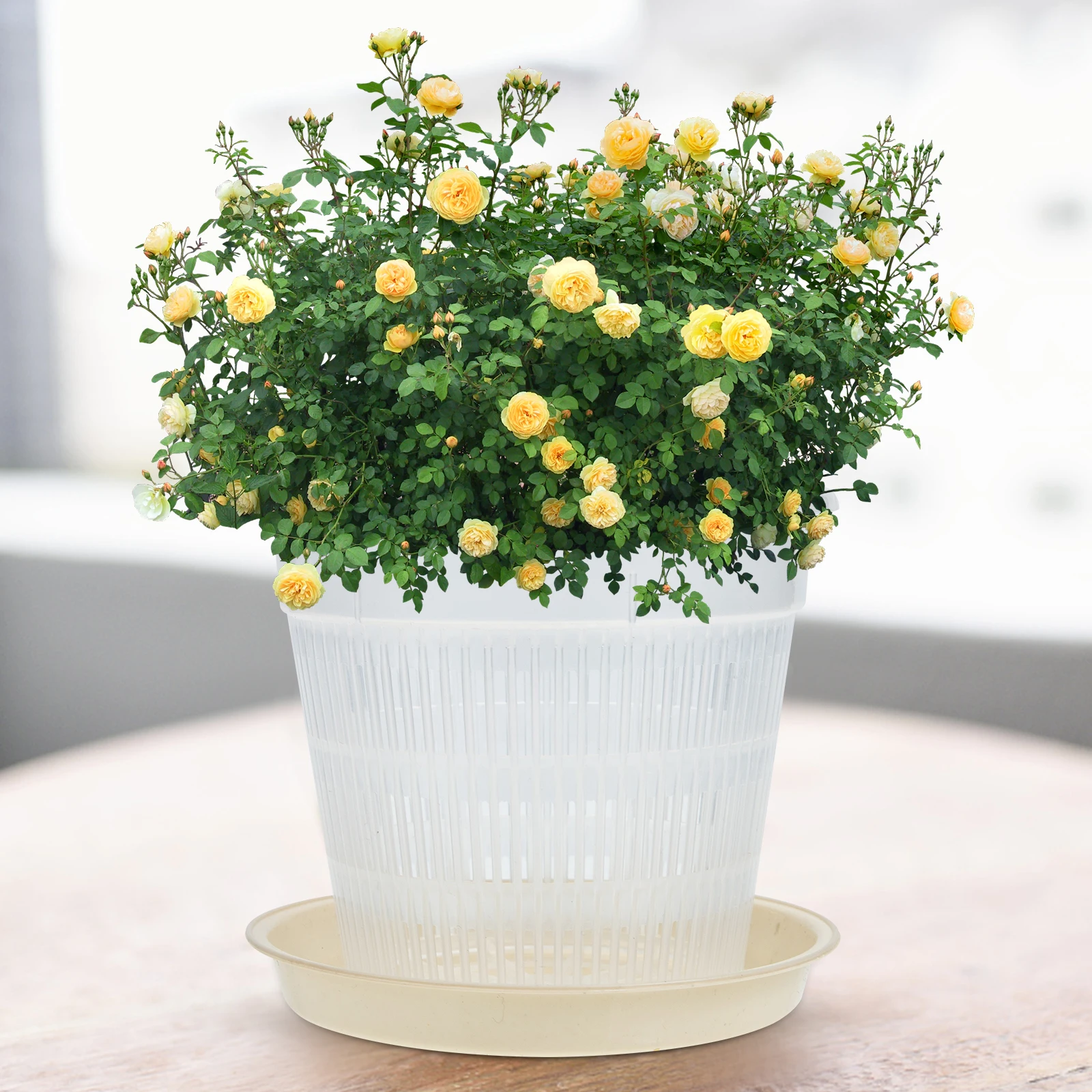 

s 110mm White Round Root control Flowerpot Tray Breathing Design for chids Indoor Gardening Plastic Planter Flower Containers