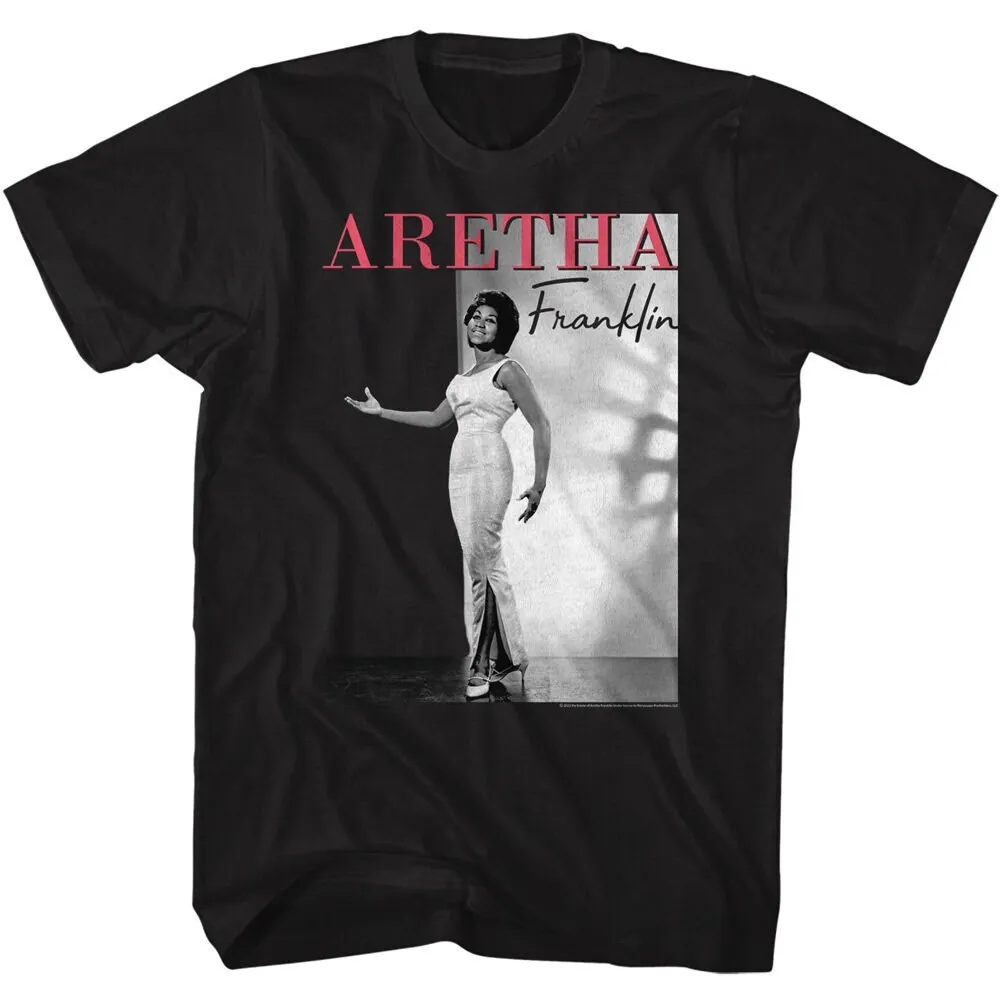 Aretha Franklin Two Tone Photo Black T Shirt