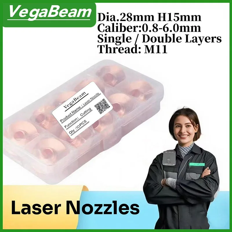 

VegaBeam Laser Fiber Nozzle D28 Single Double layer nozzle Caliber 0.8-5.0mm For Raytools WSX Bodor Precitec Laser Cutting Head