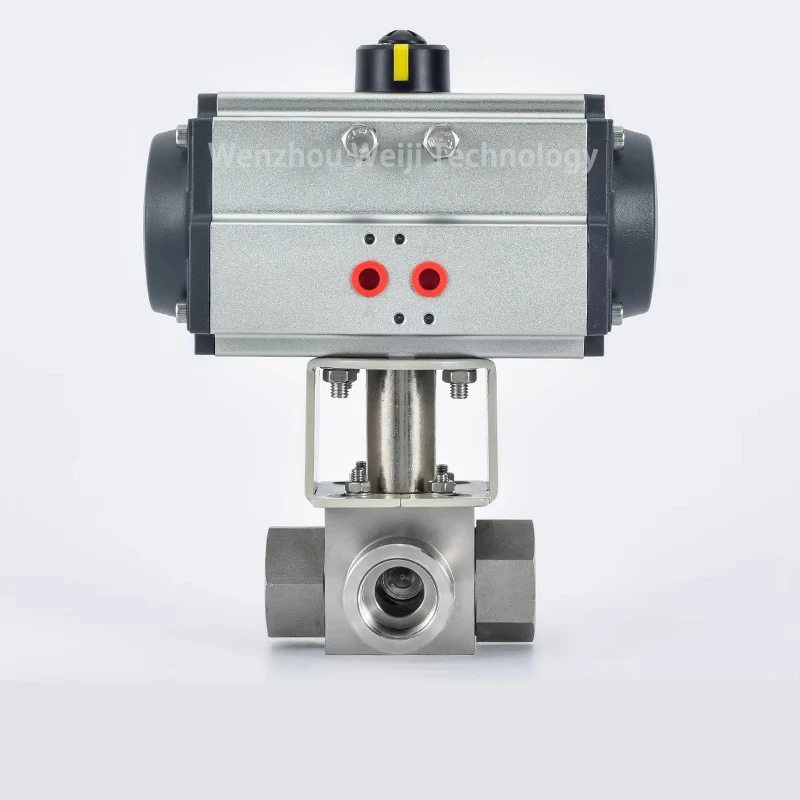Pneumatic high-pressure three-way ball valve KHB stainless steel 304YGZQ wire forged steel 320P internal thread 32MPA