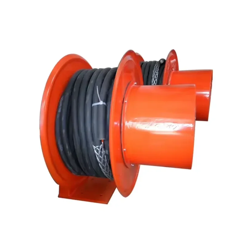 Automatic Spring Return Steel Cable Reel Drum with Copper Conductor and Rubber Insulation 20A-50A 500V Brush Gear Slip Ring