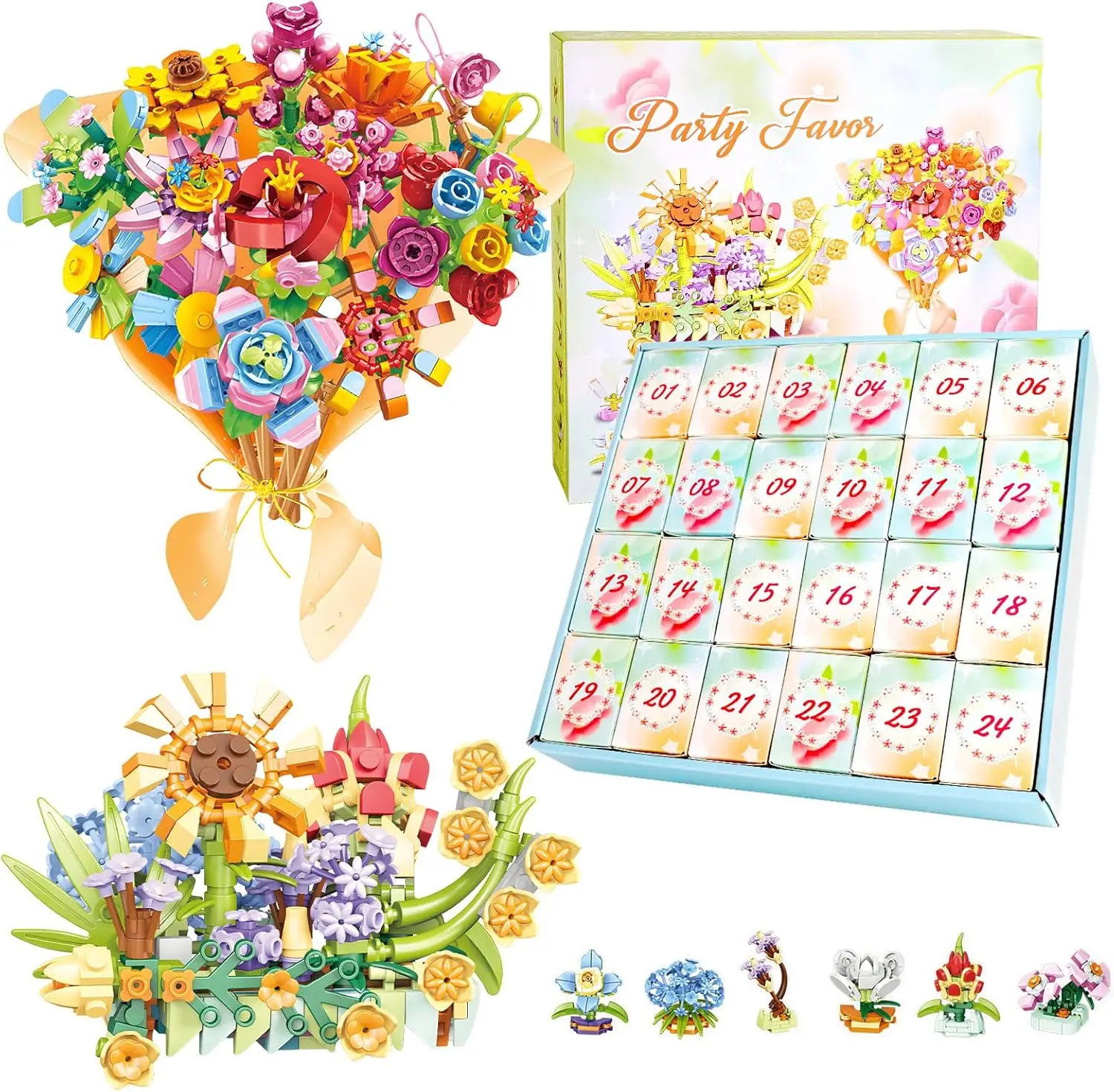 

Christmas Building Blocks Advent Calendar 2025 Flower Bouquet 24 Days Countdown Mini Blocks Fun Reusable Gift for Adults Kids