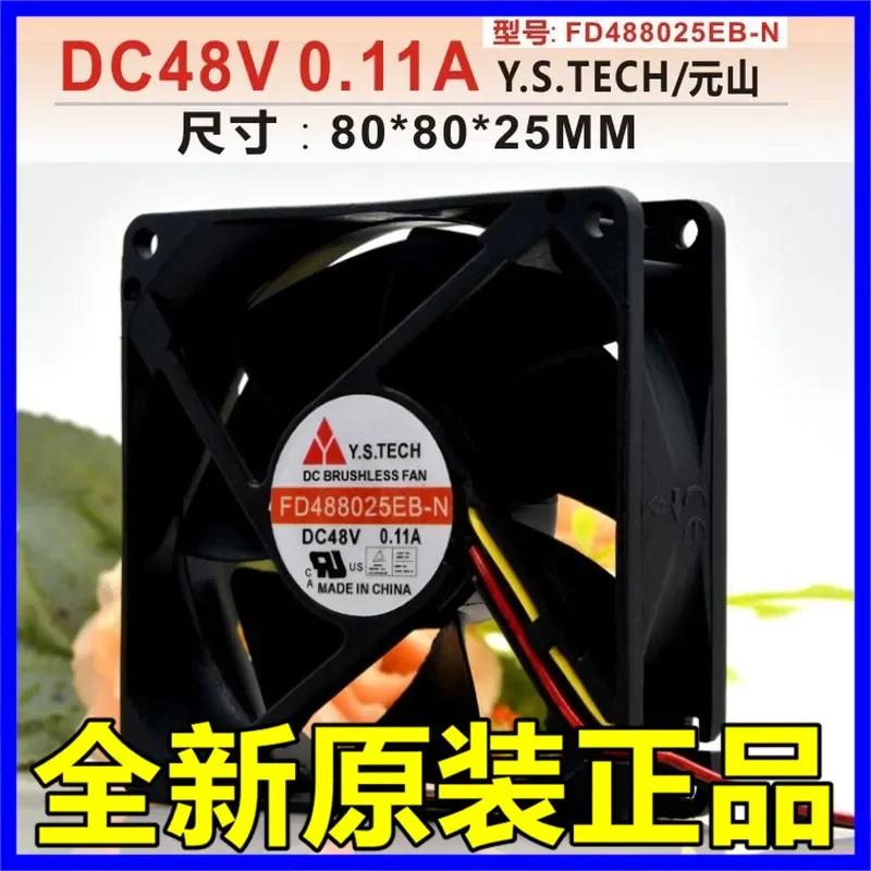 for Wonsan Y.S.TECH FD488025EB-N 48V 0.11A 8CM 8025 Silent Cooling Fan Original