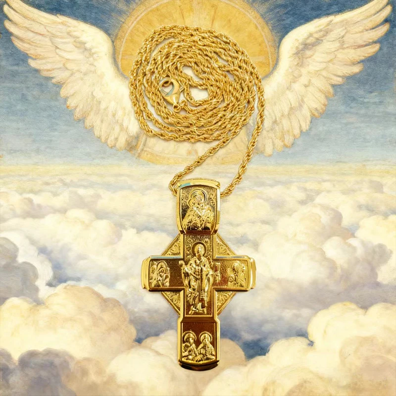 Neues 2026 Orthodoxes Jesus-Kreuz-Anhänger, Kirchenpastor-Brustanhänger, religiöse Ritualutensilien, Gebets-Legierungs-Kreuz-Halskette – Detail 6