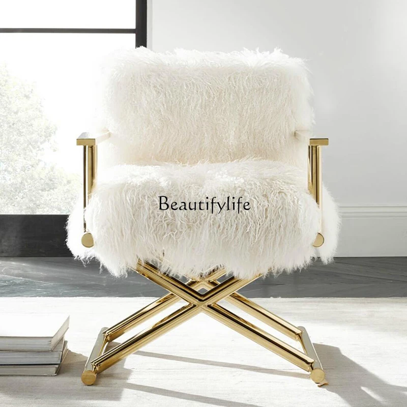 

5Light luxury beach wool sofa chair household balcony armrest back leisure chair