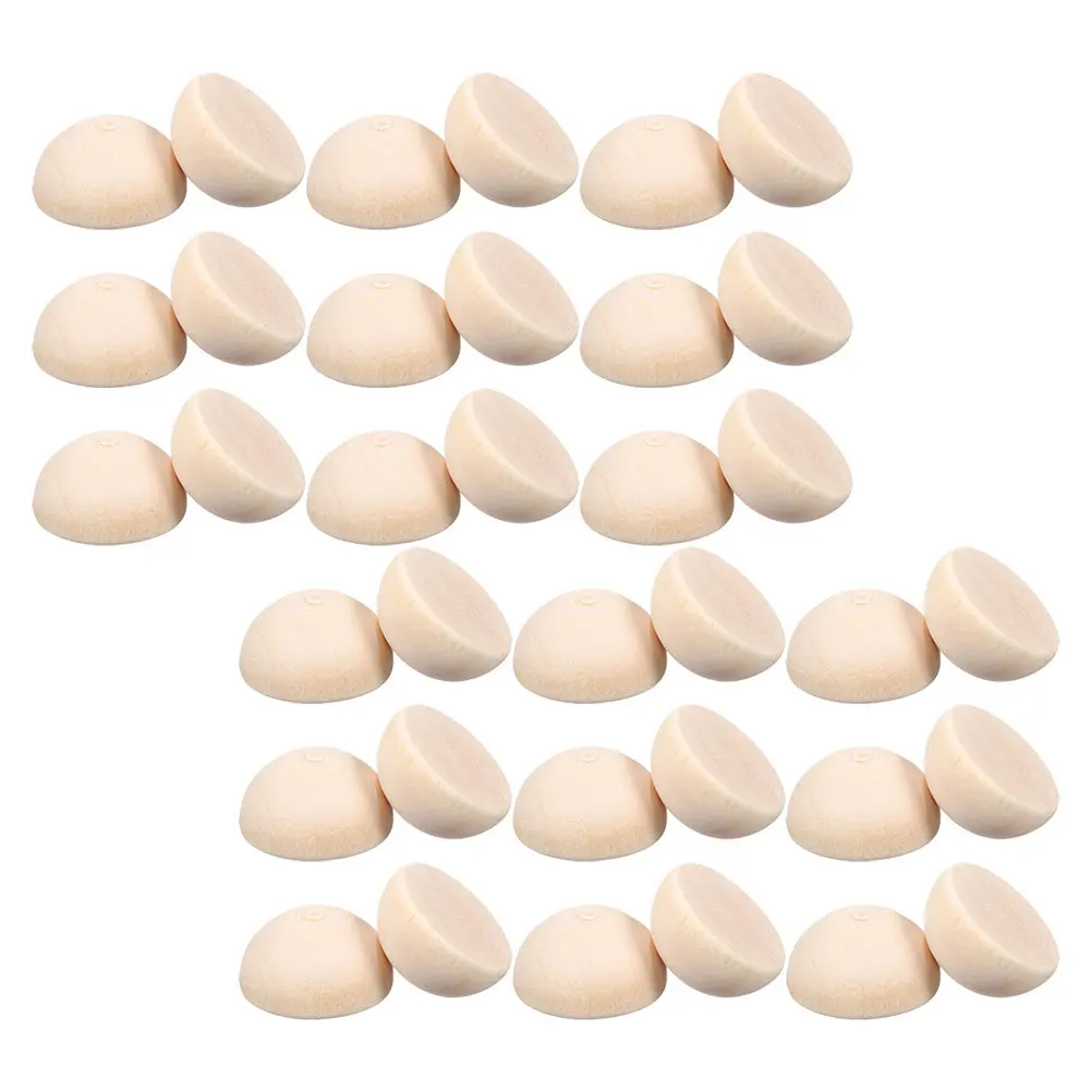 

300Pcs Unfinished Half Wood Beads Natural 15mm Half Sphere Wooden Balls for DIY Jewelry Craft Decoration Mini Hemisphere