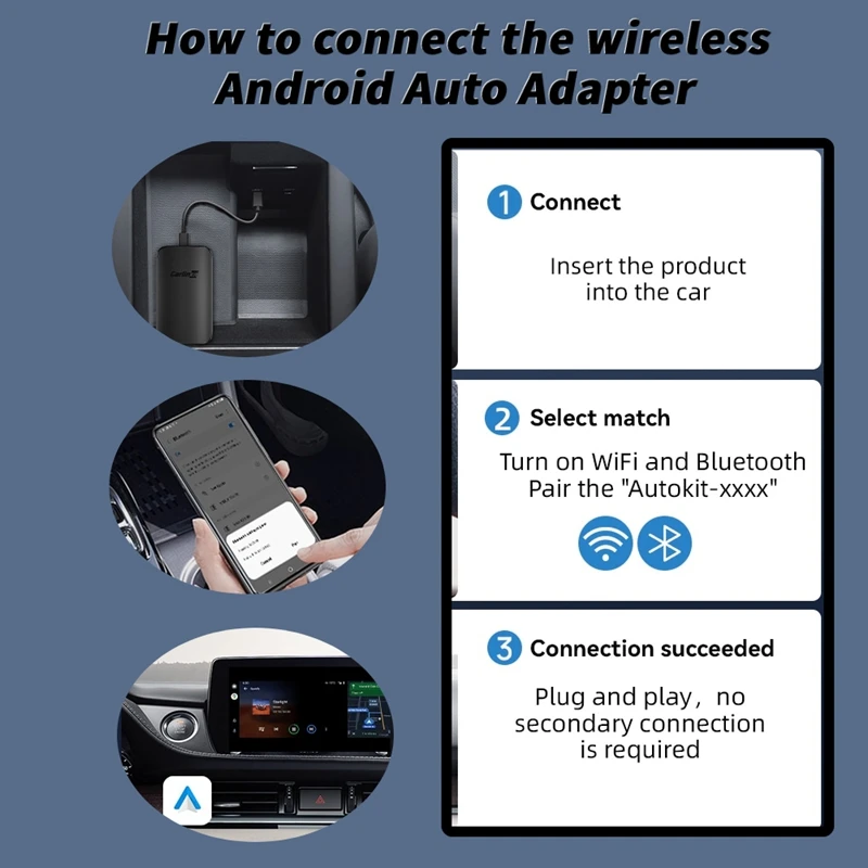 Carlinkit A2A Wireless Carplay Adapter Auto Smart Ai Box Plug And Play Wifi BT Auto Connect For Wired Android Auto Cars