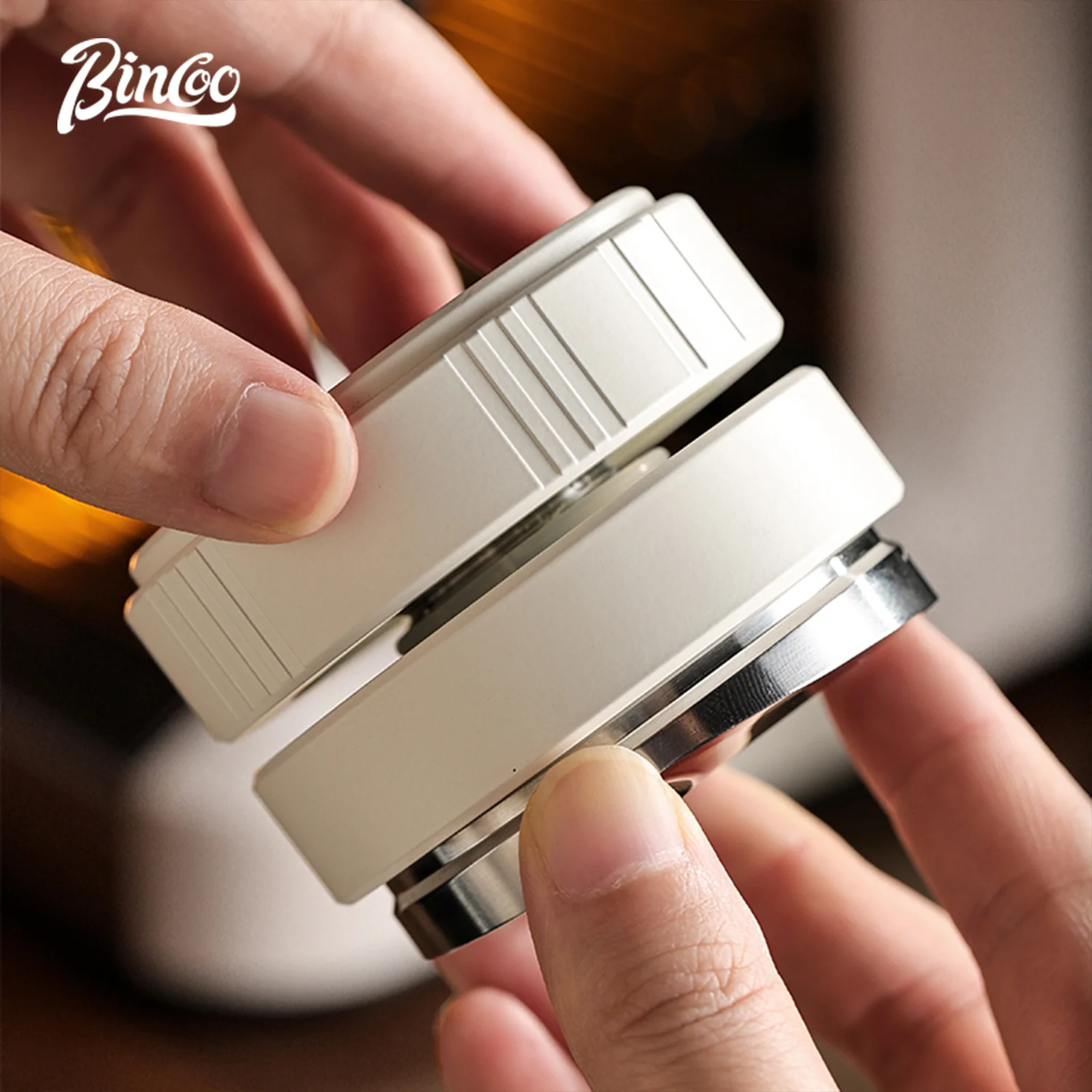 BINCOO موزع القهوة اسبريسو أداة توزيع مستوي غطاء الخشب قابل للتعديل يناسب 51 مللي متر 58 مللي متر Portafilter باريستا اكسسوارات