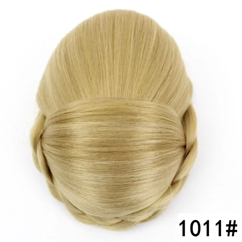 Kadın kızlar düz saç aksesuarları sentetik örgülü Chignon Hanfu saç Chignon gelin Hairpiece sahte saç Bun