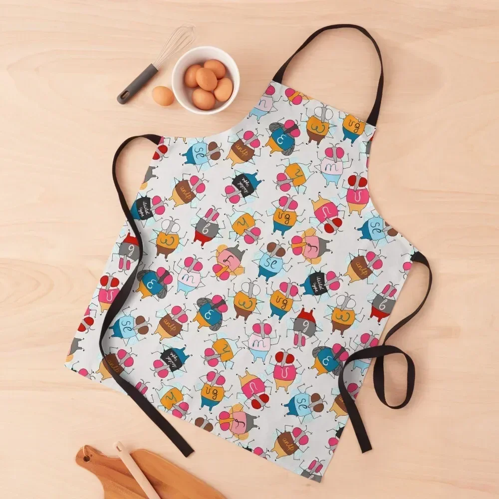 

Cute Drosophila Melanogaster Mutants on Light Grey Apron For Cosmetologist Customizable women's kitchens Costume Waiter Apron