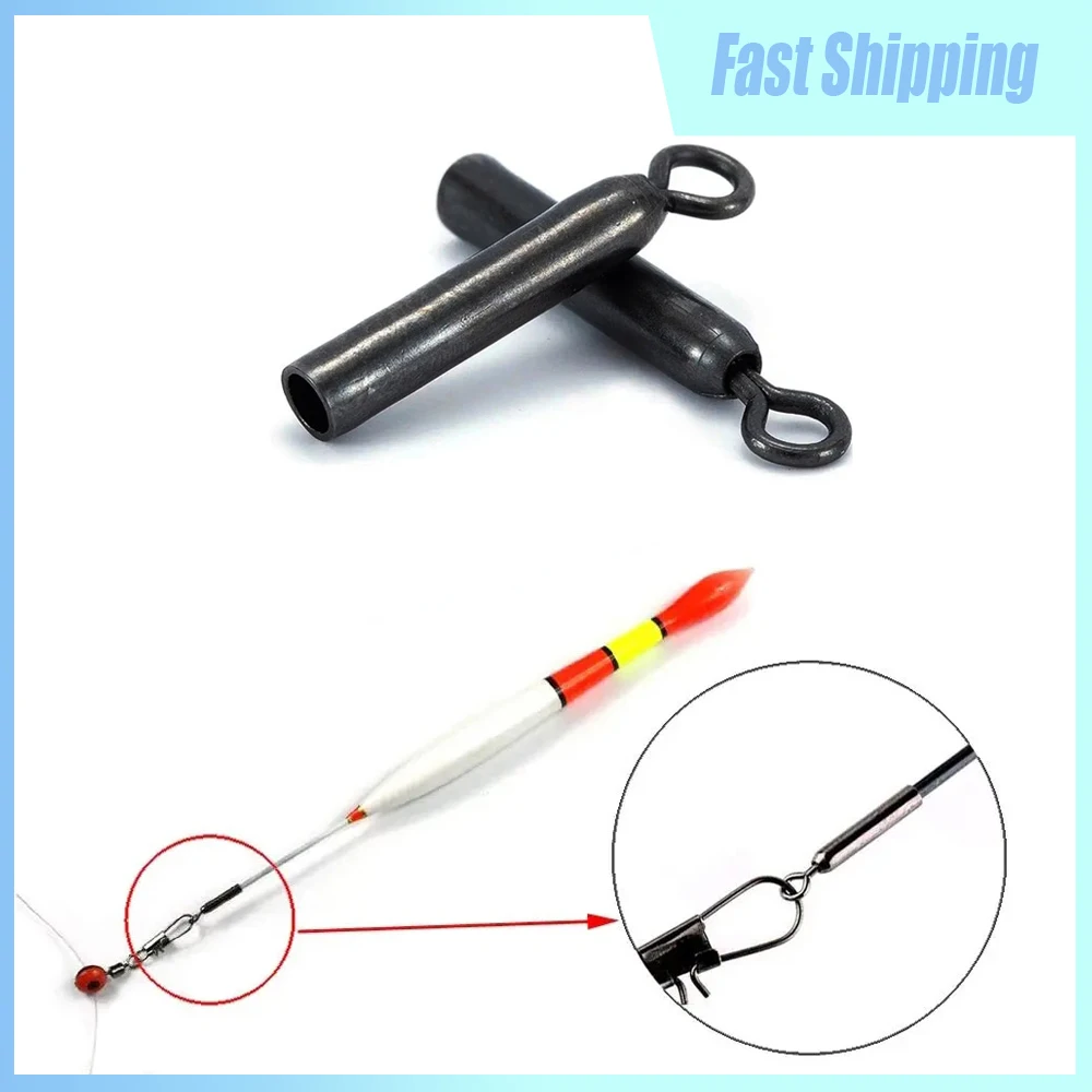 

20pcs Copper Fishing Float Holders 360 Degree Freely Rotating Swivel Connect Black Fishing Float Rest Tools Accessories