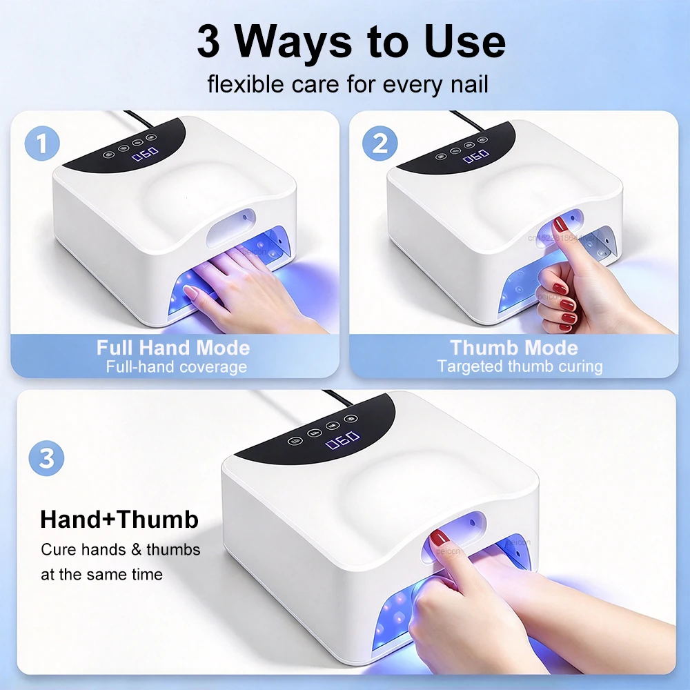UV LED Nail Lamp Dual Port UV LED Nail Dryer 2 in 1 Electric Nail Drying Lamp with Thumb Light Professional Nail Drying Machine