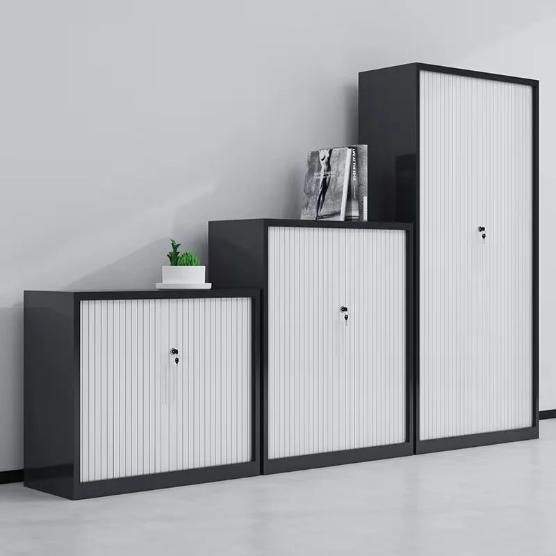 Modern KD Structural Metal File Cabinet With Roller Shutter Sliding Door Roller Box Steel Locker