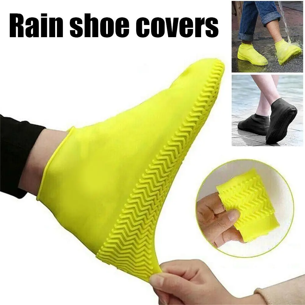 Cubiertas impermeables para zapatos de lluvia para adultos, funda de silicona reutilizable, antideslizante, gruesa, P5q8, 1 par