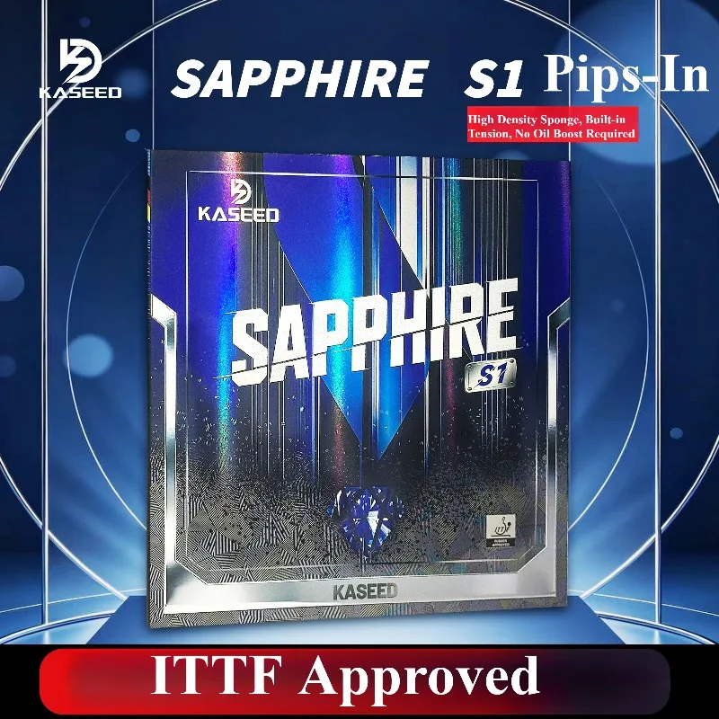 KASEED SAPPHIRE S1 Sticky Table Tennis Rubber Pips-In Blue High Density Sponge Ping Pong Rubber ITTF Approved Loop & Fast Attack