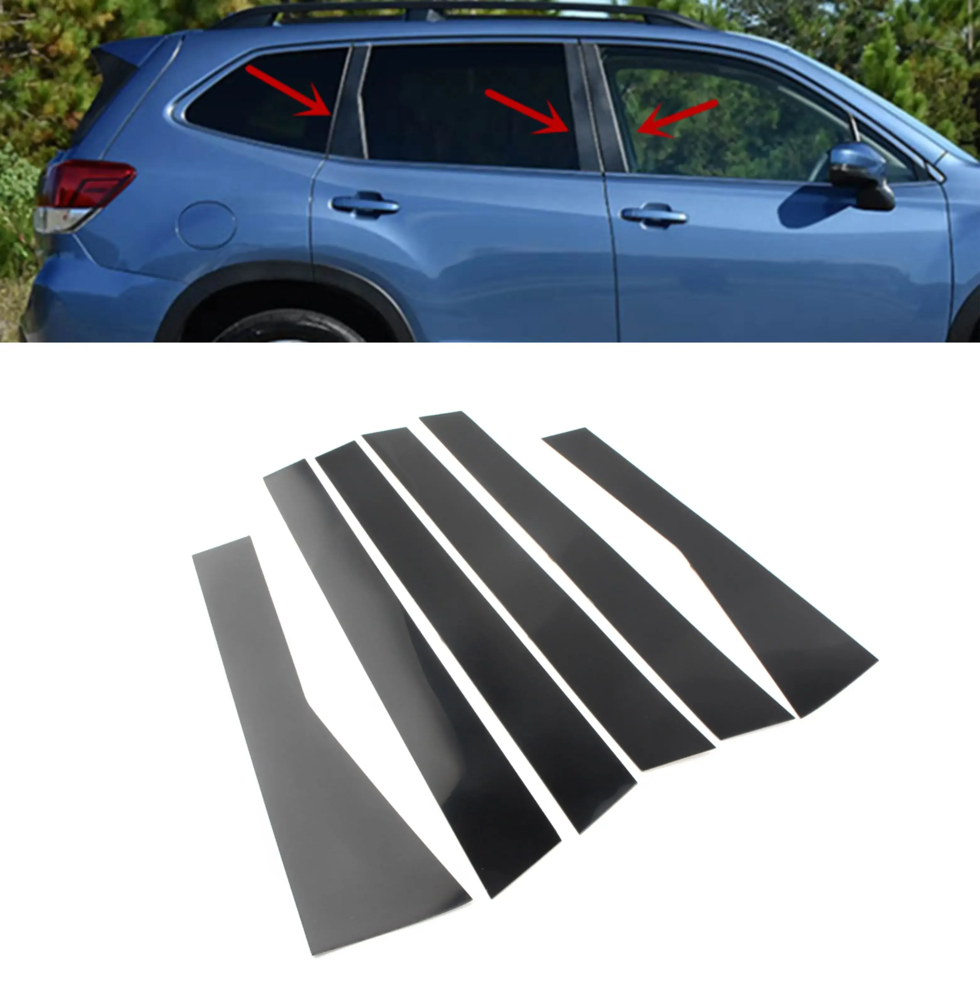 

6Pcs Car Sticker Door Trim Piano Cover Pillar Post Decorative Panel Trim For Subaru Forester 2019 2020 2021 Gloss Black