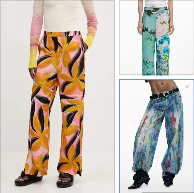 Original order for foreign trade: Spanish positioning printed elastic backwaist casual trousers