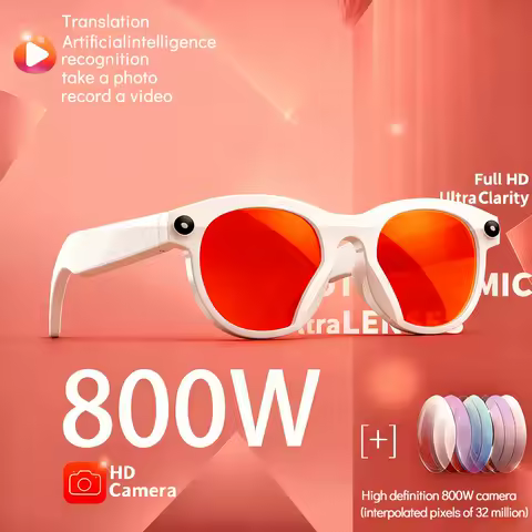 New Smart Glasses Men 8MP Camera WiFi Bluetooth Touch Control IP65 Waterproof AI Translation Noise Cancelling AI Glasses Women