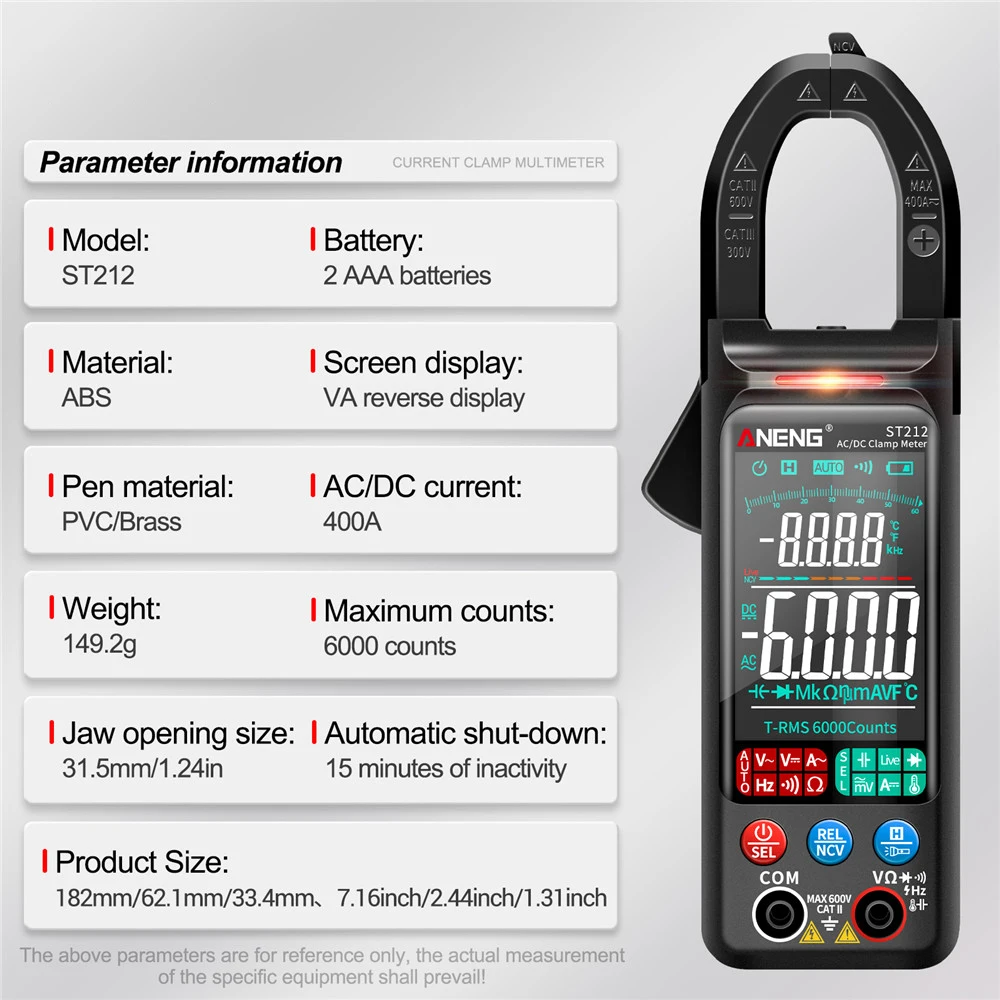 Clamp Meter Multimeter Tester Auto Ranging TRMS 6000 Counts AC/DC Current Voltage Ohm Volt Amp Meter Electrical Tools