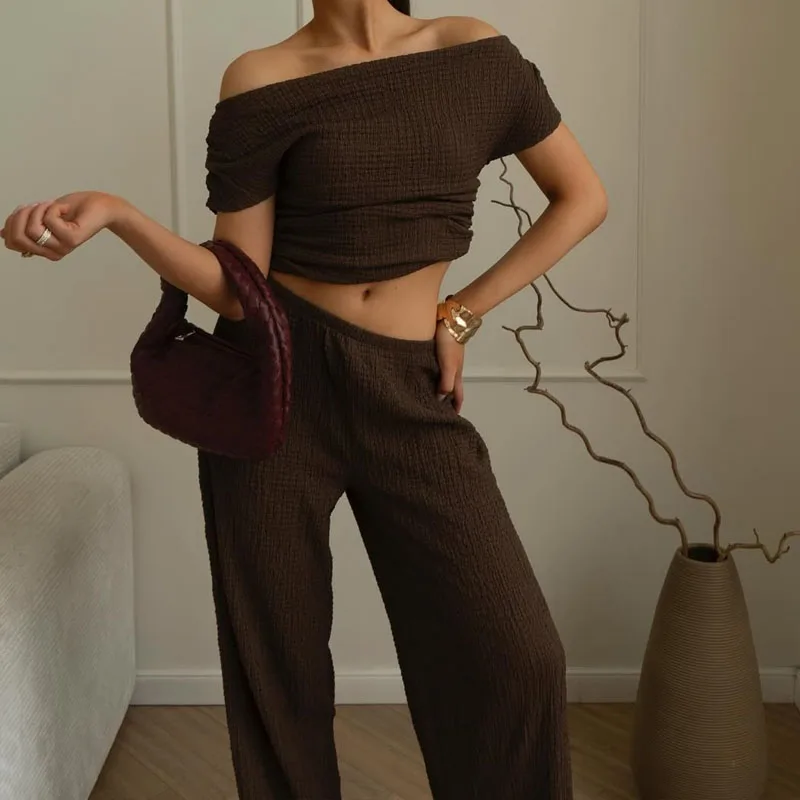 Conjuntos de calças de linho verão terno feminino coreia novo de duas peças elegante conjuntos femininos espartilho colheita topo rua wear casual conjunto feminino
