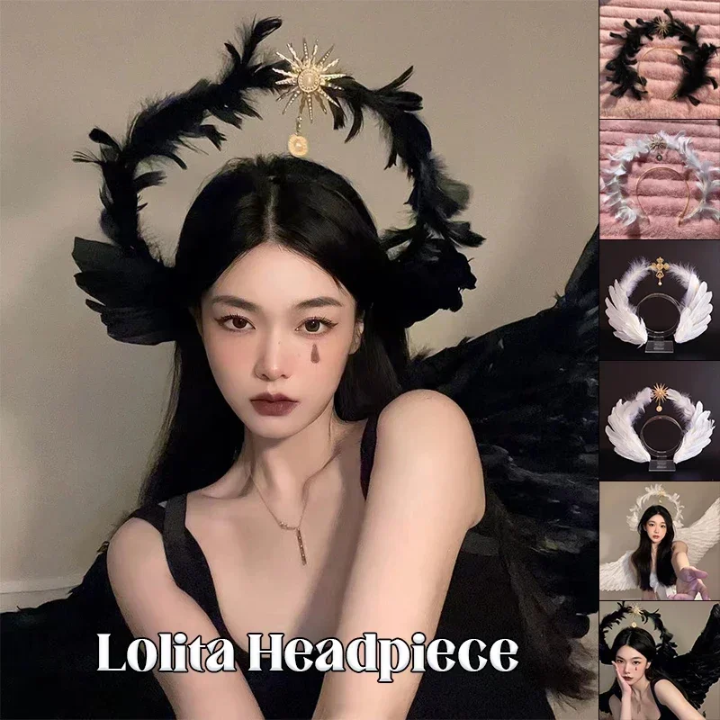 

Angel Elf Headband White Wings Feather Lolita Goddess Halloween Christmas Costume Accessory for Women And Girls Party Dress up