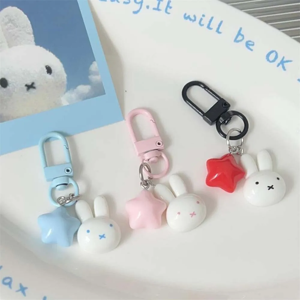 Miffy Rabbit Head Kawaii Cute Small Doll Keychain Backpack Car Ornament Charm Decorative Gift for Girl Adorable Pendant view 5