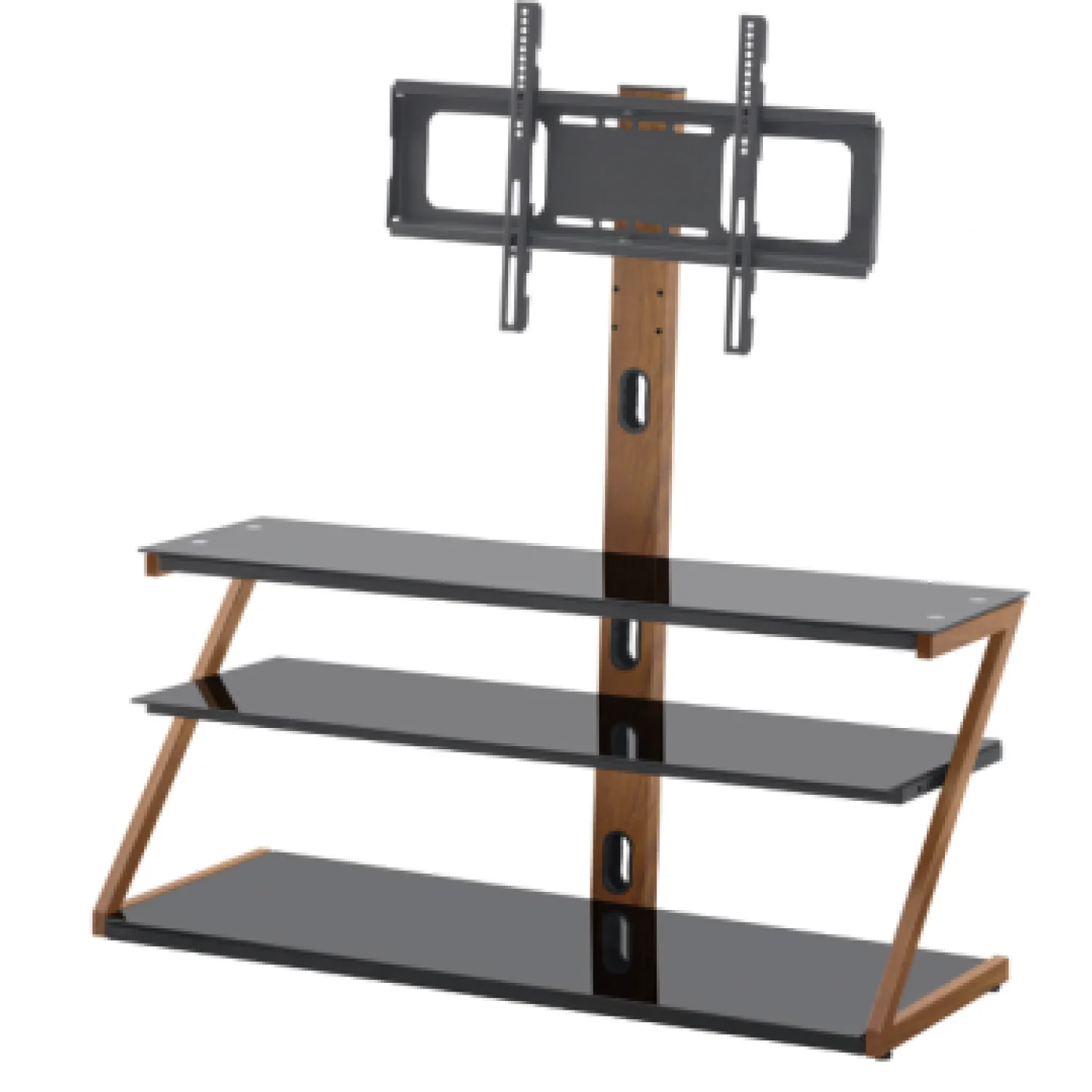 Tempered Glass Height Adjustable Universal Swivel Glass Floor Media Storage Stand With Mount Heat-Transferred Printing Metal Tub