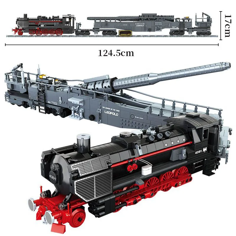 1691PCS Technical City Vintage Train Gun Building Blocks Racing Car Military Bricks Track Model Vehicle Toy Kids Adult For Gifts