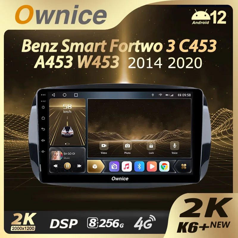 

Ownice K6+ 2K 13.3" for Mercedes Benz Smart Fortwo 3 C453 A453 W453 2014 - 2020 Car Multimedia Video Player Stereo GPS Android12