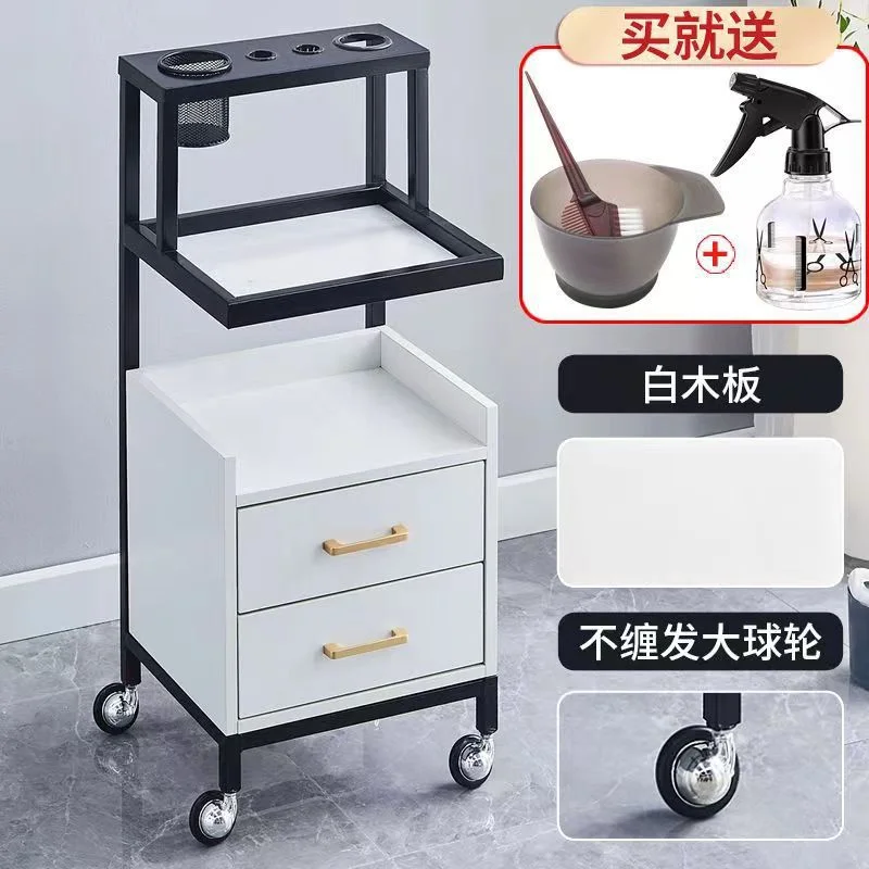 عربة تصفيف الشعر باللونين الأبيض والأسود الفاخرة الحديثة، خزانة عربة معدنية من الفولاذ المقاوم للصدأ