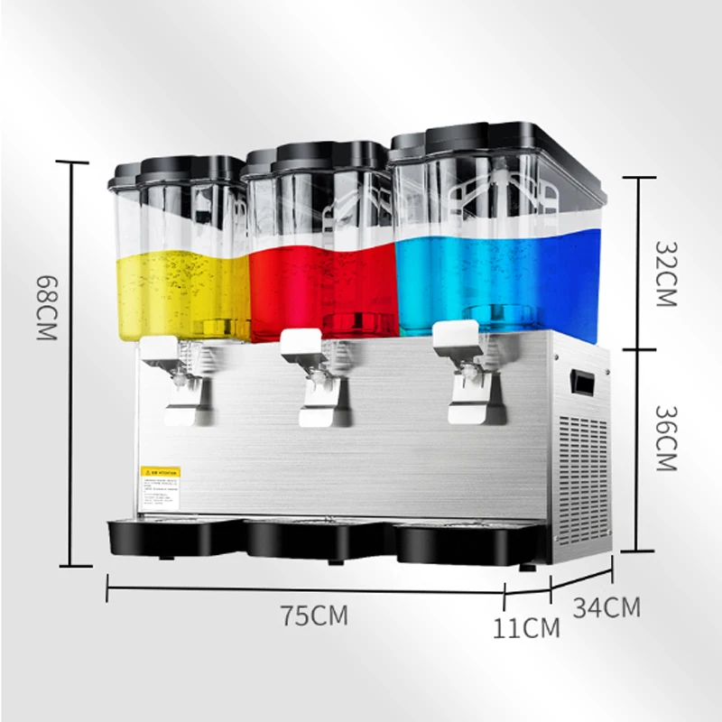 Commercial Self-Service Beverage Juice Iced Stall Refrigeration Cold Drink Machine Double-Cylinder Three-Cylinder