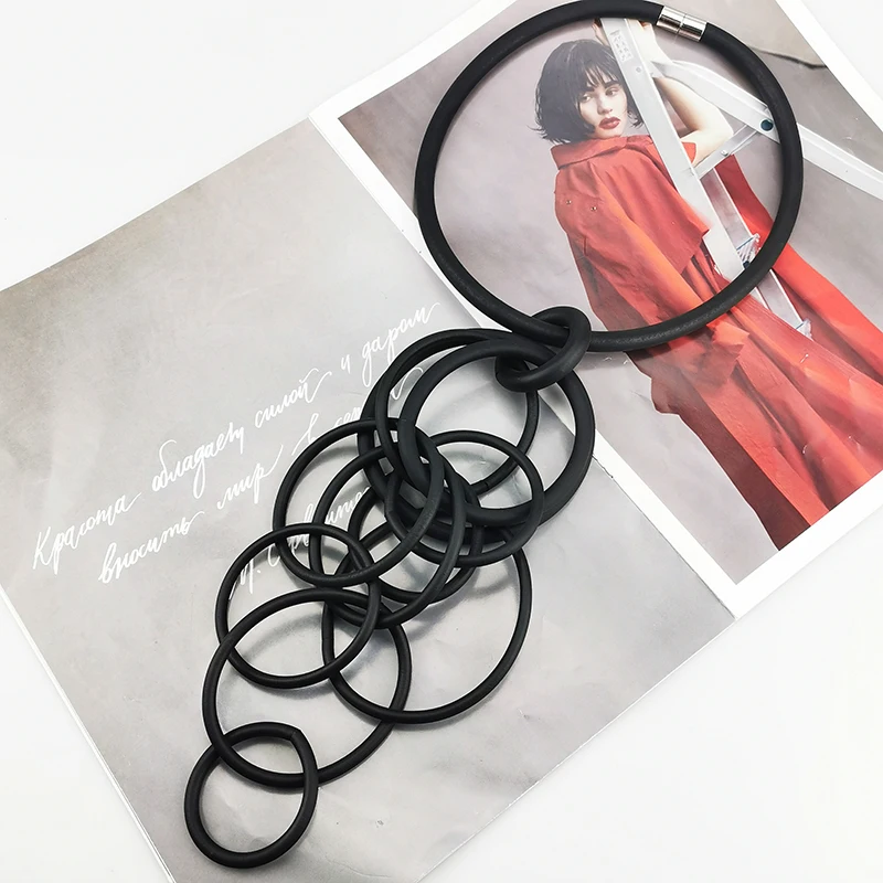 UKEBAY New Designer Black Gothic Pendant Necklace Handmade Design Rubber Chain Jewelry Party Clothing Accessories Necklace
