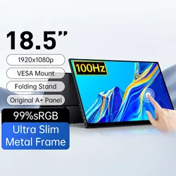 VCHANCE 18.5 Inch Portable Monitor 100Hz Touch Screen USB-C 99%sRGB 350Nits Display with Stand for PC Laptop Mac Xbox PS5 Switch