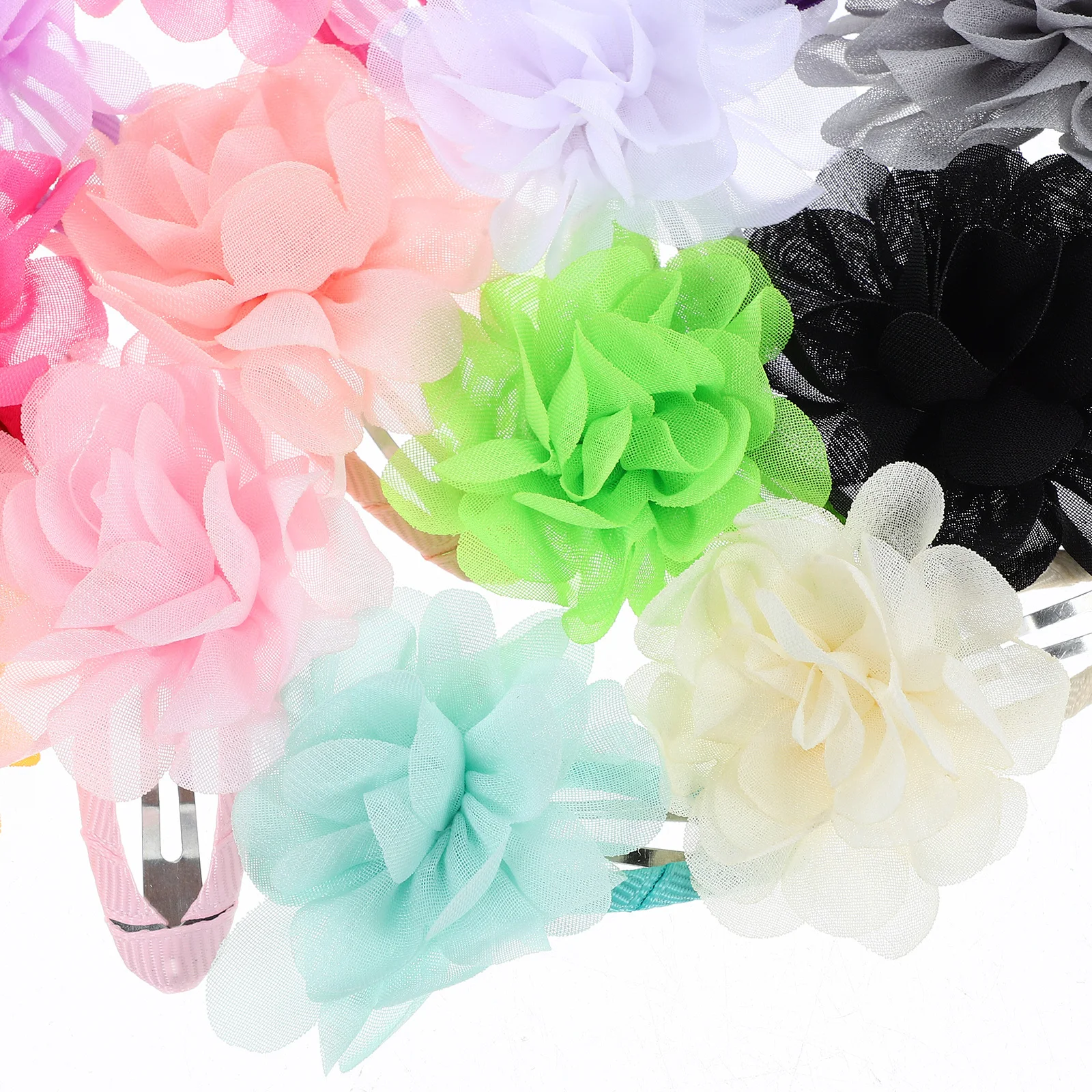 20 قطعة دبوس الشعر زهرة للفتيات الشيفون الاطفال مقاطع الشعر المشابك مختلط اللون خفيفة الوزن الطفل دبوس الشعر هدية مثالية للطفل