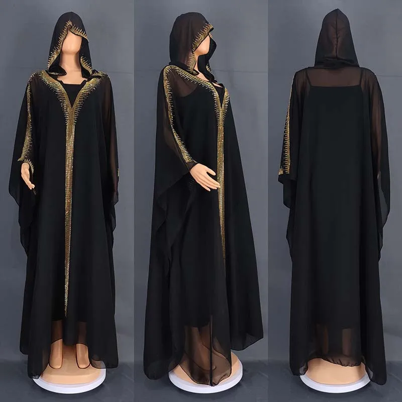 Luxury Abayas Diamonds Muslim Hooded Boubou African Dashiki Dress Turkey Arab Islam Women Evening Morocco Jalabiya Caftan Dubai