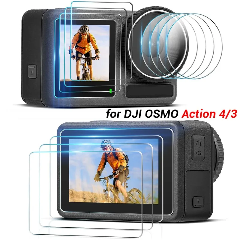 Tempered Glass for DJI OSMO Action 4 Front Back Screen Protector Camera Lens Cover Anti-scratch Protective Film for DJI Action4