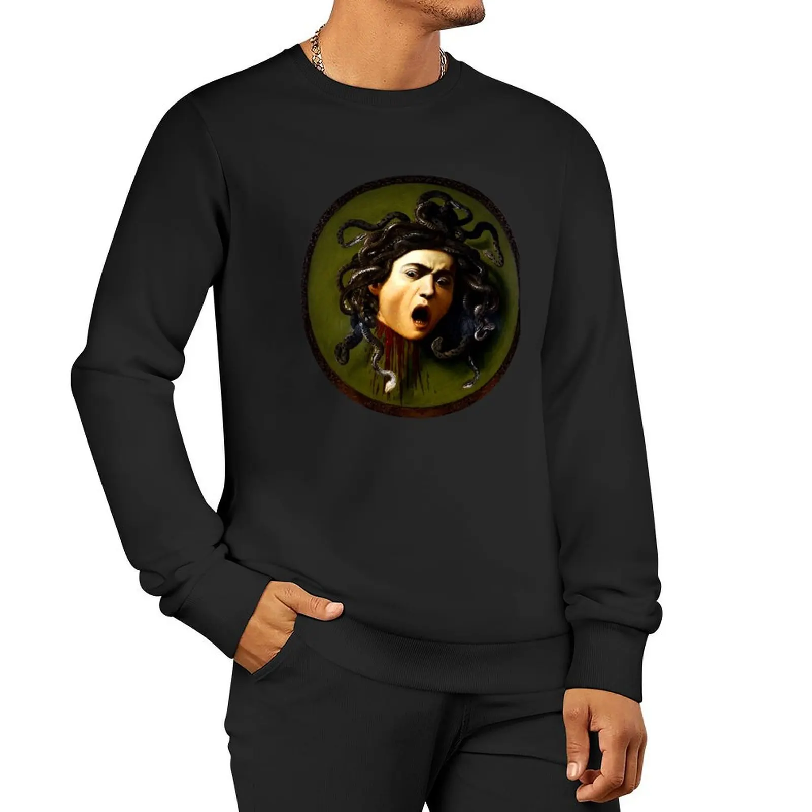 High Resolution Caravaggio Medusa 1597 Pullover Hoodie men's sweat-shirt aesthetic sweatshirts