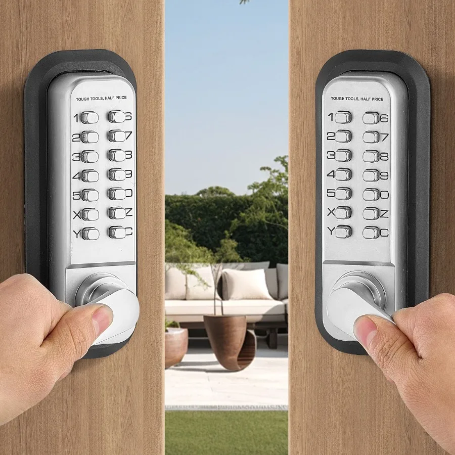 

Mechanical Keyless Entry Door Lock, 14 Key Mechanical Door Lock, Mechanical Keypad Door Lock with Handle, Stainless Steel Water