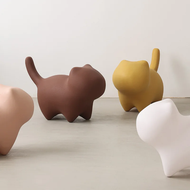 Cute cat children kindergarten cartoon animal stool household Internet celebrity creative living room shoe stool